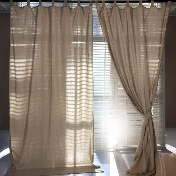 美式乡村新中式素色质朴亚麻 麻本色麻布 自然风棉麻窗帘定做