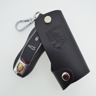 真皮汽车钥匙包保时捷新卡宴 panamera 钥匙套(黑色)高清图片