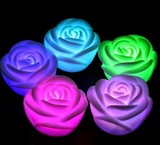 七彩玫瑰花 发光小夜灯 变色LED灯 创意礼品批发 情人节礼物
