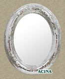 阿西娜纯手工创意壁挂装饰镜子  椭圆浴室镜 卧室化妆镜子 梳妆镜