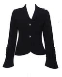 外贸正品 LENVIX 高档小西装女短款 秋装修身黑色蕾丝小外套