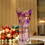 简约欧式大号加厚彩色玻璃花瓶客厅台面富贵竹插花工艺品创意