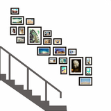 现代楼梯照片墙楼道相框相片墙楼梯装饰挂画有框画特价包邮送画芯