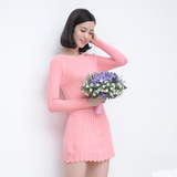 2014秋季新款韩版女装中长款毛衣圆领长袖针织衫 OL修身打底衫x31