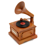 精品 韵升机芯复古木质唱片机留声机音乐盒木制八音盒
