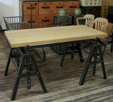 欧美式工业复古家具loft风铁艺实木书桌办公桌可升降餐桌铁木结合