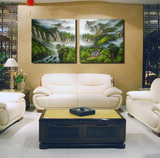 客厅装饰画创意欧式二联风景图画现代简约无框画卧室壁画玄关墙画