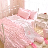 波点公主床品卡通可爱粉色宿舍单人床单全棉儿童床上用品三四件套
