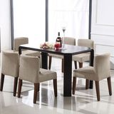 简约时尚餐桌 现代饭桌餐台 餐桌椅组合 黑色橡木贴皮餐桌 小户型