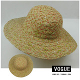 夏天帽子女孩特色彩色布条手工编织 可爱 特色中檐帽沙滩帽遮阳帽