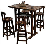实木酒吧椅 咖啡桌椅 酒吧凳 吧台凳 高脚椅高脚凳  户外碳化防腐