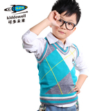 儿童秋装针织衫 无袖 2015童装新款 韩版男童毛衣背心 男宝宝毛衣