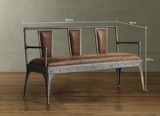 美式铁艺长沙发椅防锈色做旧三人沙发椅子餐LOFT长椅休闲椅客厅椅