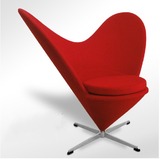 时尚简约椅子 电脑单人心形椅 创意休闲办公羊毛绒面料玻璃钢内壳