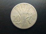 外国硬币 捷克斯洛伐克1922年20赫勒镍币