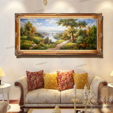 欧式油画手绘古典山水风景装饰画壁画客厅走廊过道横幅