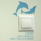 海豚 动物开关贴墙贴 插座贴海洋系列小鱼开关贴贴纸地中海风格