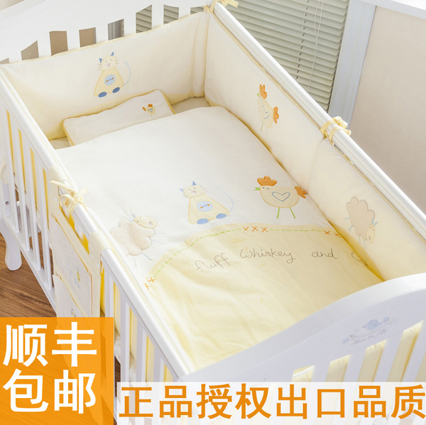 外贸出口新生婴儿床上用品套件婴儿床床围宝宝床品套件天鹅绒秋冬