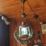 中式复古美式乡村仿古树脂单头铁艺吊灯餐厅灯个性创意酒吧阳台灯