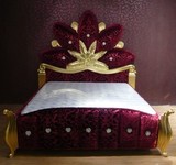 新古典床 实木雕花双人床 欧式金银箔床 高级酒店布艺双人床系列