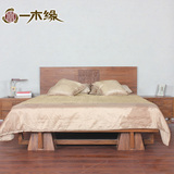 一木缘纯实木家具 老榆木汉尊床 现代中式 1 8米双人床实木床