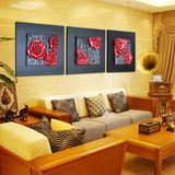 树脂浮雕画客厅现代中式装饰画高档立体画沙发背景墙画 玫瑰有约