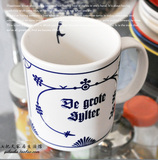 厚胎创意青花 摩卡 拿铁圆柱咖啡杯 水杯 超大马克杯茶杯陶瓷缸子