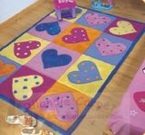 粉色桃心女孩房地毯 加厚加密手工儿童地毯厂家定制加工 特价包邮