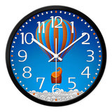儿童房卧室全静音挂钟14英寸挂表圆形创意时钟个性热气球石英钟表