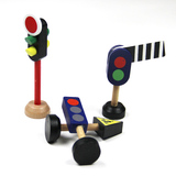 木质红绿灯交通灯路标路牌 实木制托马斯小火车轨道场景配件玩具