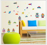 新品墙贴卡通机器外星人儿童房动漫可移除墙贴装饰卧室客厅装饰贴
