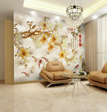 无缝大型壁画壁纸现代中式客厅卧室3D立体浮雕电视背景墙纸家和