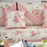 粉色全棉布艺沙发垫花朵纯棉坐垫田园牡丹沙发巾温馨韩式沙发罩套