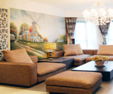 欧尚大型壁画油画客厅卧室影视背景沙发墙欧式儿童房卡通壁纸墙纸