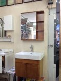 西安卫浴实橡木现代浴室柜组合吊柜陶瓷洗脸面盆镜柜洗手盆60CM