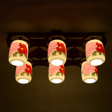 景德亮中式复古景德镇陶瓷六头吸顶灯吊灯客厅灯餐厅灯茶楼工程灯