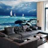 大型壁画电视墙壁纸 现代简约沙发客厅背景墙纸 碧海蓝天自然风景