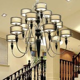 现代简约大型复式楼别墅陶瓷吊灯三层黑色客厅LED设计师工程灯具