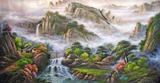 松柏纯手绘油画 办公室壁画 客厅装饰画 中国经典山水风景画