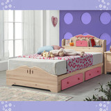 新款实木儿童床男孩女孩床简约现代松木单人床带抽屉组合青少年床