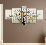 雅芬特发财树客厅沙发背景墙装饰画不规则组合无框画抽象画立体画