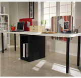不锈钢电脑桌 烤漆办公桌钢化玻璃写字台现代书桌