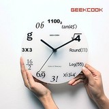 GEEKCOOK圆形电池婉约数字创意挂钟简约壁钟艺术客厅钟表