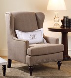 特价欧式单人沙发 条纹布艺休闲老虎椅沙发 新古典单人椅高背沙发