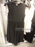 圆领不规则薄纱连衣裙H&M香港代购专柜正品 新款女装长裙特价