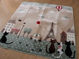 特● 出口日本插画风格猫咪铁塔地毯游戏毯 带防滑