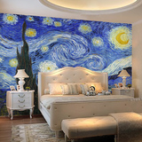 西诺 梵高星空 电视背景墙纸 客厅卧室油画手绘个性壁纸 大型壁画