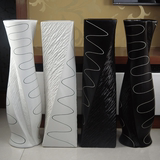 水立方客厅现代简约落地陶瓷大花瓶花器 黑白家居装饰品摆件 60CM