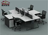 福州包邮蝴蝶型办公家具十字形办公桌简约欧式4人位屏风工作台