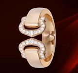 #奢华志#卡地亚Cartier 双C 玫瑰金镶钻戒指 小型款 B4073800